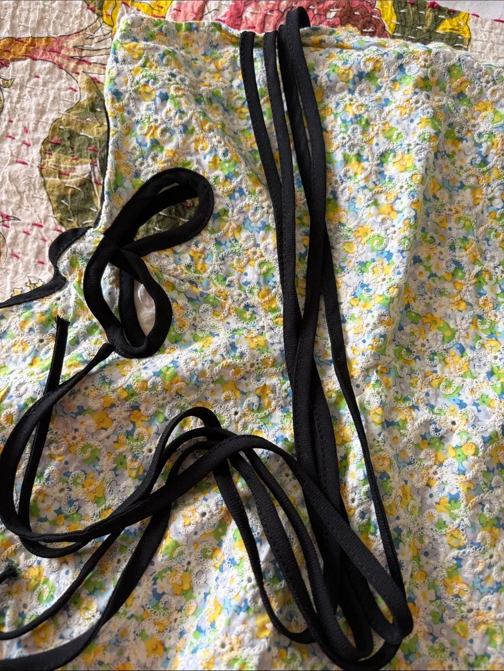 English Factory Yellow Floral Cut Out with Black Trim